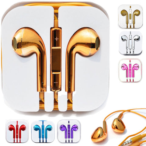 Image of Electroplated iPhone iPad Earbuds with Volume Control & Mic 3.5mm