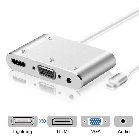 Image of HDMI VGA to lightning adapter for Apple to Audio AV Multiple Digital Adapter Connector for iPhone for ipad ios 13