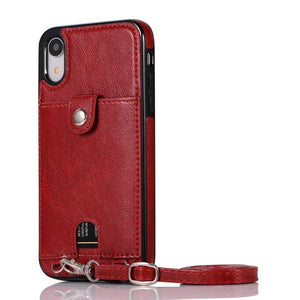 Leather phone case cover with lanyard