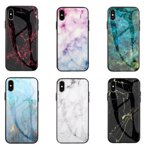 Marble Hard Tempered Glass phone case for iPhone 13 12 11 Pro Max