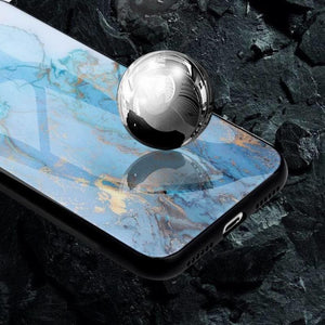 Marble Hard Tempered Glass phone case for iPhone 13 12 11 Pro Max