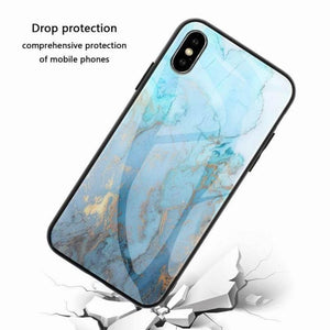 Marble Hard Tempered Glass phone case for iPhone 13 12 11 Pro Max
