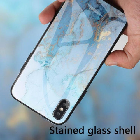 Image of Marble Hard Tempered Glass phone case for iPhone 13 12 11 Pro Max