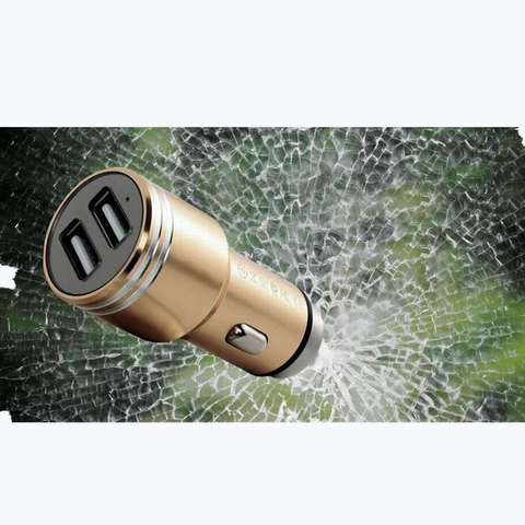 Image of Metal Dual USB port Car Charger Safety Hammer car charger plug