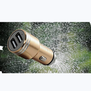 Metal Dual USB port Car Charger Safety Hammer car charger plug