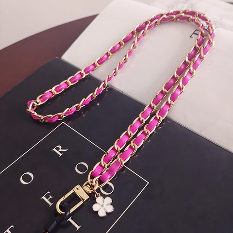 Image of Mobile Phone Straps Strap Wrist Rope Anti-lost Lanyard Neck Strap Camera USB Holder Neck Strap Flower Design Pink