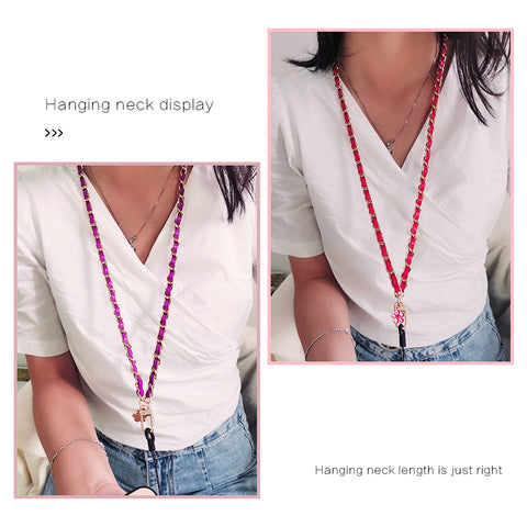 Image of Mobile Phone Straps Strap Wrist Rope Anti-lost Lanyard Neck Strap Camera USB Holder Neck Strap Flower Design Pink