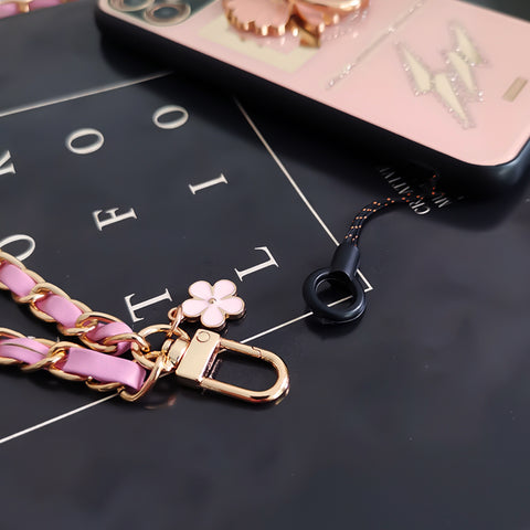 Image of Mobile Phone Straps Strap Wrist Rope Anti-lost Lanyard Neck Strap Camera USB Holder Neck Strap Flower Design Pink