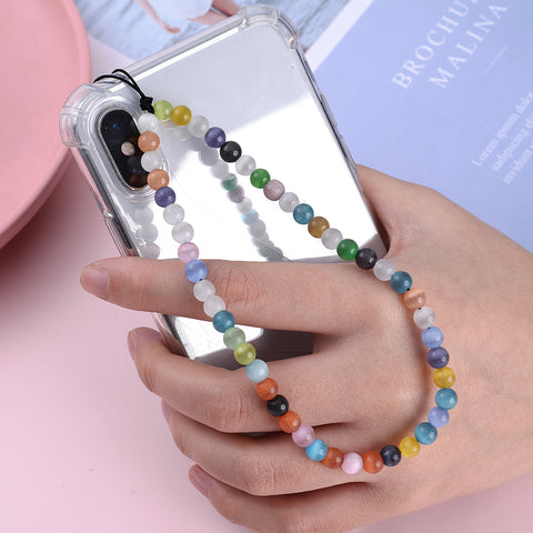 Image of New Anti Lost Phone Strap Telephone Jewelry 6mm Natural Stone Beaded Wrist Lanyard Key Phone Chain Accessories Findings