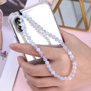 New Anti Lost Phone Strap Telephone Jewelry 6mm Natural Stone Beaded Wrist Lanyard Key Phone Chain Accessories Findings