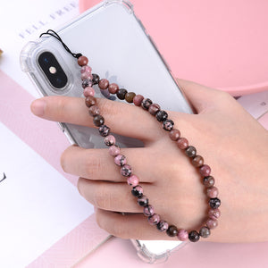 New Anti Lost Phone Strap Telephone Jewelry 6mm Natural Stone Beaded Wrist Lanyard Key Phone Chain Accessories Findings