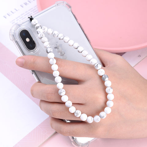 Image of New Anti Lost Phone Strap Telephone Jewelry 6mm Natural Stone Beaded Wrist Lanyard Key Phone Chain Accessories Findings