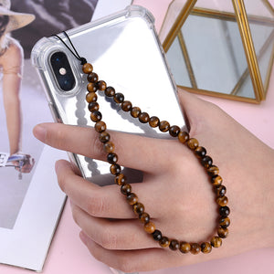 New Anti Lost Phone Strap Telephone Jewelry 6mm Natural Stone Beaded Wrist Lanyard Key Phone Chain Accessories Findings