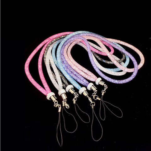 Image of New Rhinestone Crystal Lanyard Mesh Necklace for ID Badge Mobile Phones