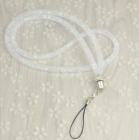 Image of New Rhinestone Crystal Lanyard Mesh Necklace for ID Badge Mobile Phones