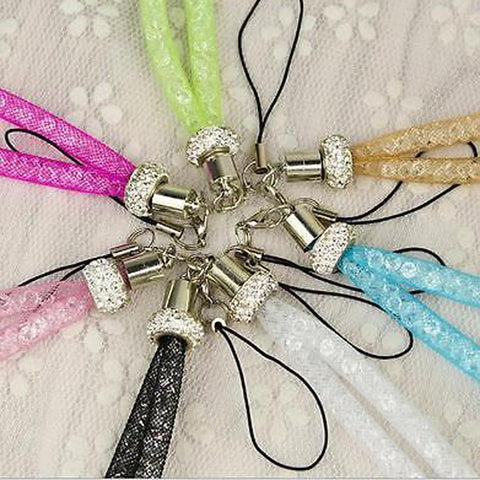 Image of New Rhinestone Crystal Lanyard Mesh Necklace for ID Badge Mobile Phones