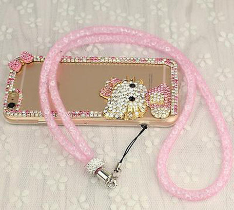 Image of New Rhinestone Crystal Lanyard Mesh Necklace for ID Badge Mobile Phones
