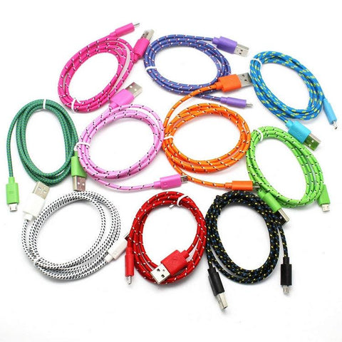 Image of 3ft Fabric Braided Rugged USB Charger Cable for iPhone Android Micro Type C