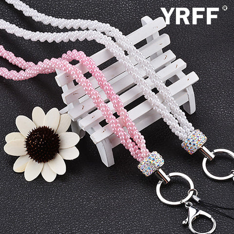 Image of Pearl Rhinestone phone Lanyard Rope, Fashion Bead phone Camera straps lanyard accessories phone Camera Universal Lanyard Rope