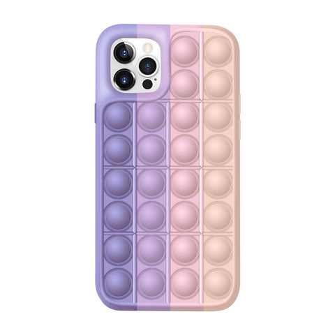 Image of Push It Relieve Stress Fidget Toy Pop Bubble Phone Case For iPhone 11 12 Pro 6 7 8 Plus X XR Xs Max Soft Silicone Rainbow Capa