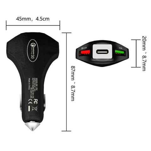 Image of QC 3.0 3 Port USB Fast Charging Car Charger