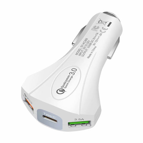 Image of QC 3.0 3 Port USB Fast Charging Car Charger