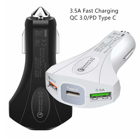 Image of QC 3.0 3 Port USB Fast Charging Car Charger