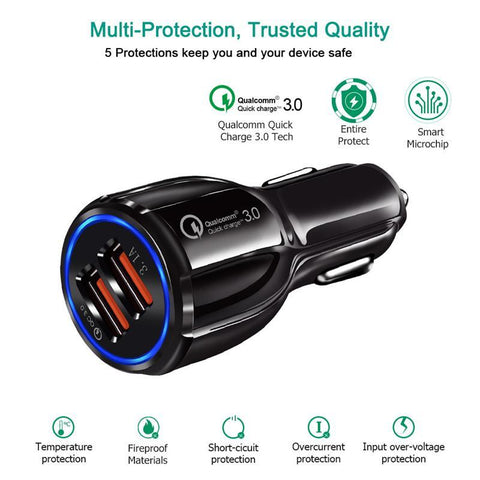 Image of QC3.0+3.1A Dual USB Fast Charging Car Charger chicken leg car plug