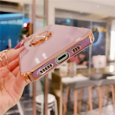 Image of Soft Plating Ring Holder Phone Case For iPhone - All Fancy Phone Cases