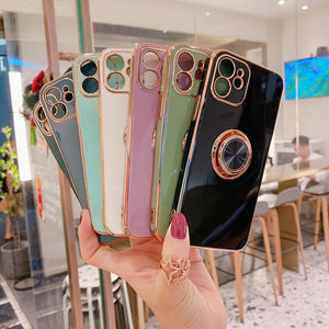 Soft Plating Ring Holder Phone Case For iPhone - All Fancy Phone Cases