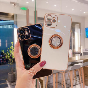 Soft Plating Ring Holder Phone Case For iPhone - All Fancy Phone Cases