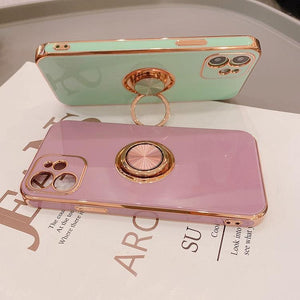 Soft Plating Ring Holder Phone Case For iPhone - All Fancy Phone Cases