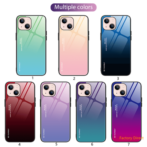 Image of wholesale gradient colors tempered glass backcover for iphone 13 12 11pro max xr xs max 876 plus