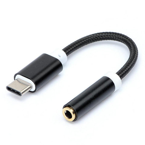 Image of Digital Type-c to 3.5mm braided audio jack connector for all Samsung devices with Type C plug