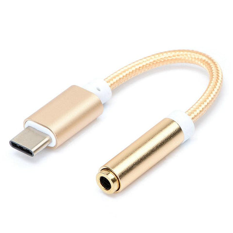 Image of Digital Type-c to 3.5mm braided audio jack connector for all Samsung devices with Type C plug