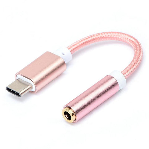 Image of Digital Type-c to 3.5mm braided audio jack connector for all Samsung devices with Type C plug