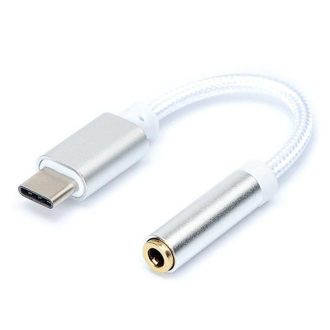 Image of Digital Type-c to 3.5mm braided audio jack connector for all Samsung devices with Type C plug