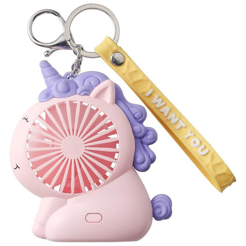 Image of Usb Small Fans Cartoon Unicorn Keychain Portable Mini Fan