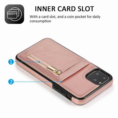 Image of Zipper wallet case Leather phone case back cover for iphone 11 12 mini pro max