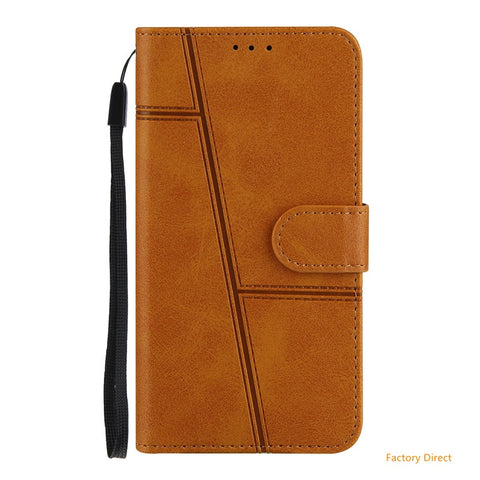 Image of Galaxy A02S A12 A13 A22 A21S A51 A71 Stylish Flip case Samsung A22 A32 A42 A52 A72 4G 5G Luxury Shockproof Grid pattern Leather flip cover with stand holder and card slot window hole wallet back cover Samsung A01 A10 A11 A20 A30S A50 A50S