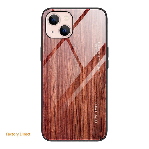 Image of Wood grain design tempered glass phone case back cover for Oneplus