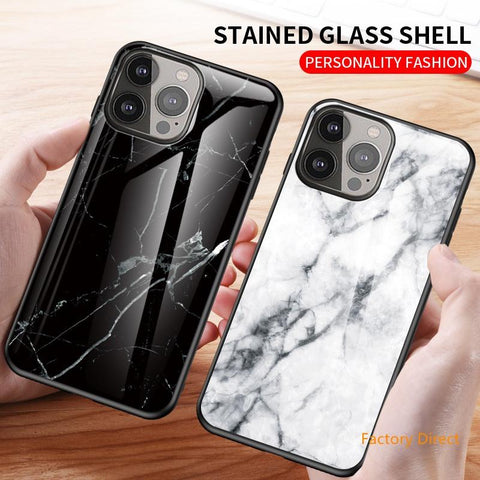 Image of Marble design glass back cover case for One plus