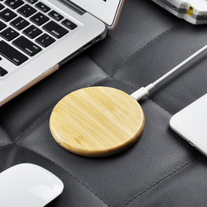 Wood bamboo 15W Fast Charging Wireless Charger for mobile phones