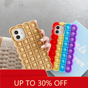 Phone Case for Iphone 11 12 Pro Max Mini Xs Max Xr X 6 7 8 Plus Se 2020 Cute Cookies Relief Stress Toy Bubble Soft Cover