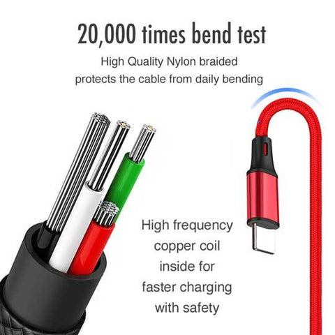 Image of 3 in1 2A Fast Charging Braided Cable for iPhone Android Type C