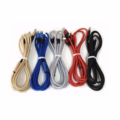 Image of 3 in1 2A Fast Charging Braided Cable for iPhone Android Type C