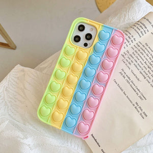 Iphone 12 Mini 11 Pro max case Relive Stress POPIT Phone Casing for X XR XS Max 6 7 8 Plus SE 2 Love Heart GO Pop IT Toys Push Bubble Soft Silicone