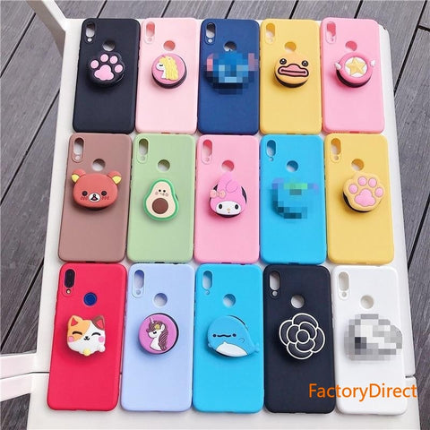 Image of Samsung Galaxy A50 A30 A40 A20 A10 A70 A60 A80 A7 2018 A10E Silicone cartoon phone holder case stand soft back cover Coque