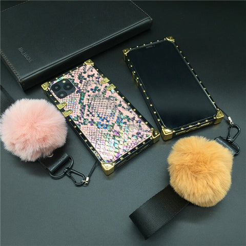 Image of Samsung Galaxy S20 Ultra S21 Plus Note 20 Ultra 10 9 8 S10 Plus S8 S9 A51 A50 A71 A70 Luxury Glitter Snake Cover Square Case