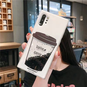 iPhone 12 Mini 11 Pro Max fashion shining Casing coffee cup glitter liquid quicksand phone case For apple X XR XS Max SE 2020 with flowing coffees